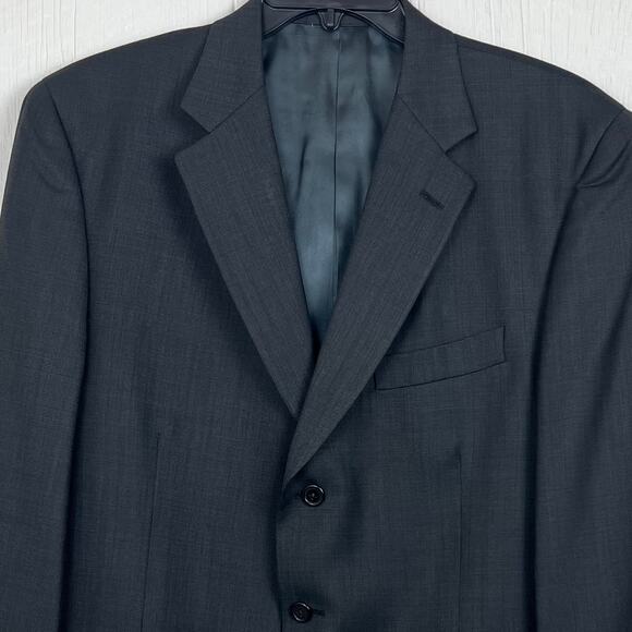 Tallia Uomo Blazer dress jacket men’s 44L 100% Worsted wool super 100’s Black - Picture 2 of 9